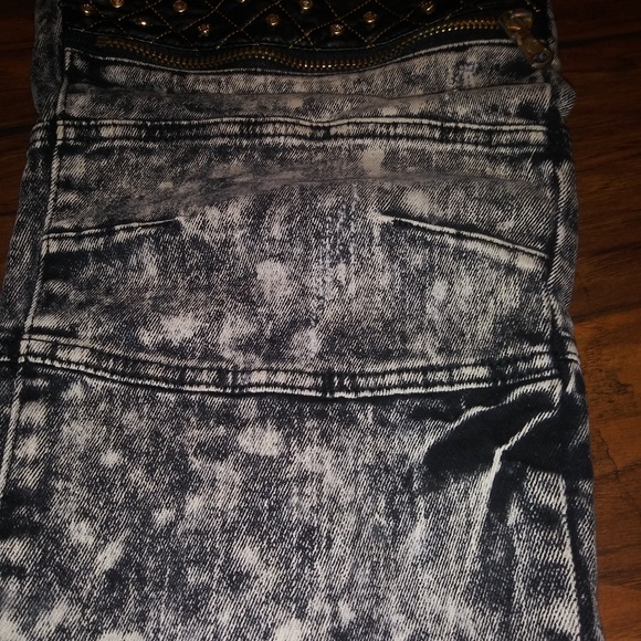 NWT Men Designer Rhinestone & Leather Skinny Jeans - Picture 8 of 8